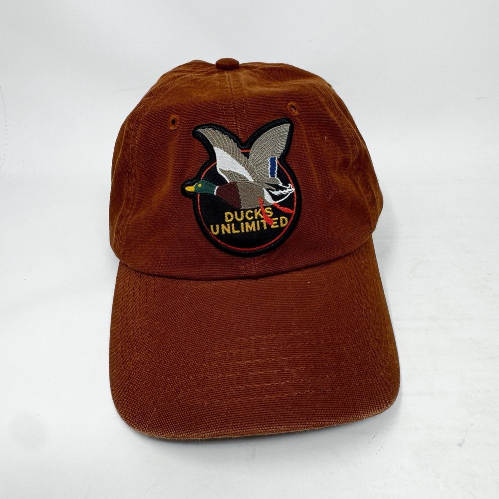 Ducks Unlimited Baseball Hat Cap Brown Mallard Duck Hunting Fishing Canvas Brown